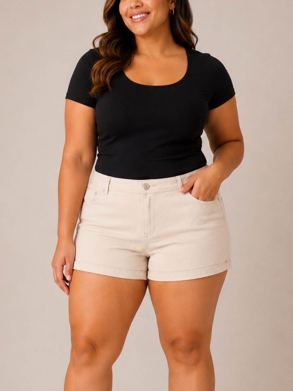 NWT Ava & Viv Light Blush Cream Denim Shorts